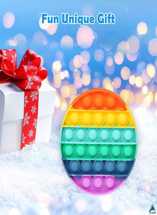 AIMERS 2 Pack Rainbow Pop Fidget Toys, Round and Square, Colorful Push Pop Bubble Squeeze Toy, Silicone Sensory Gadget for Stress, Popper Gift for Kids, Children, Teens, Adults (Round + Heart) - Image 5